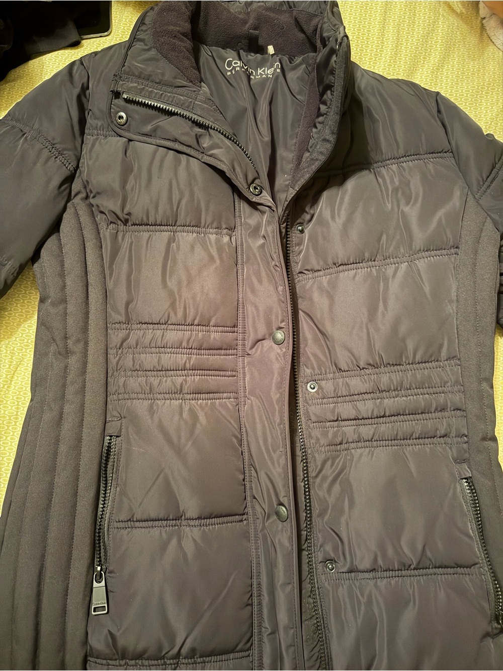 Calvin Klein Black Quilted Puffer Coat with Zip Pockets